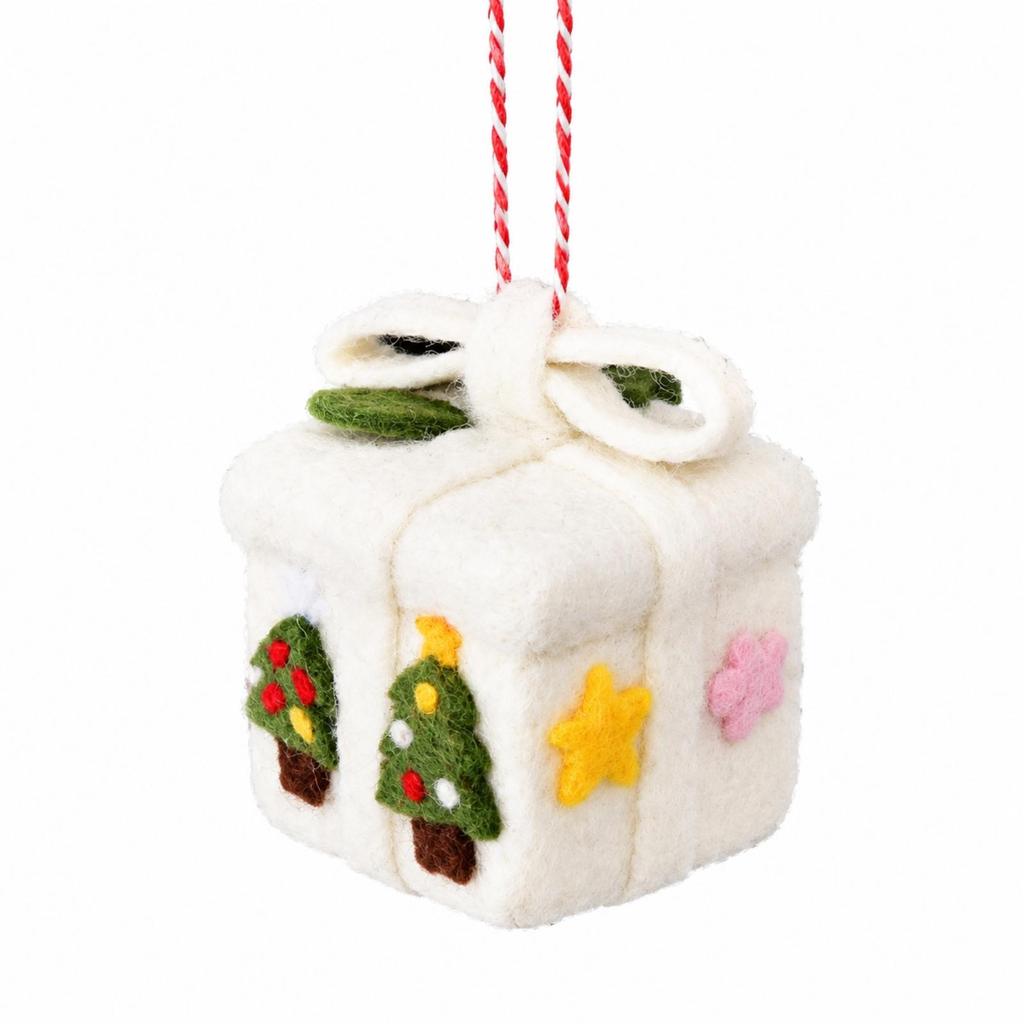 Wool-Felt Gift Box Ornament Festive Felt Gift-Box Christmas Cute