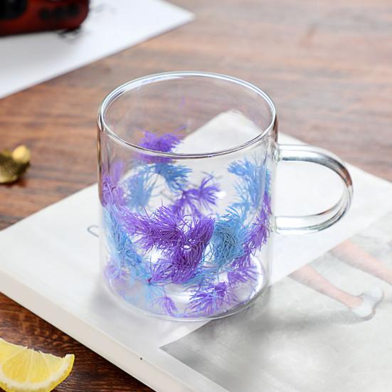 Szklanka 350 ml ze ścianką podwójną, szkło borokrzemowe, kubek do kawy, odporna na ciepło, odporna na zimno, kubek do herbaty z gradientem liści trawy, bezpieczna w kontakcie z żywnością, szklanka do picia