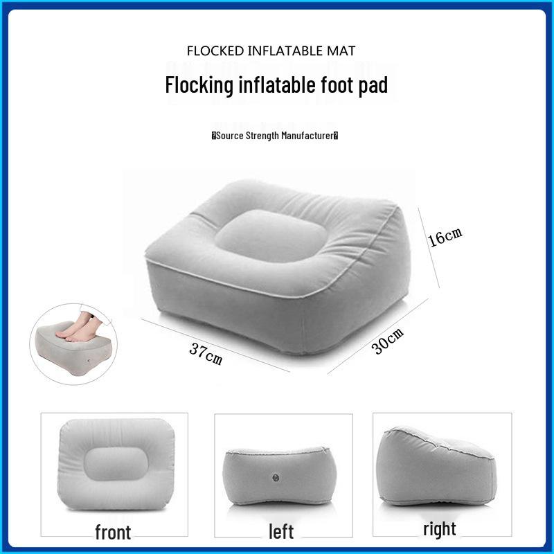 Inflatable PVC Flocked Travel Foot Rest for Car and Airplane