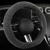 Winter Kunstmink Auto Lenkradbezug, Runde/D-Form Optionen, Weich Bequem und Warm, Passend für 14,5-15 Zoll Lenkräder
