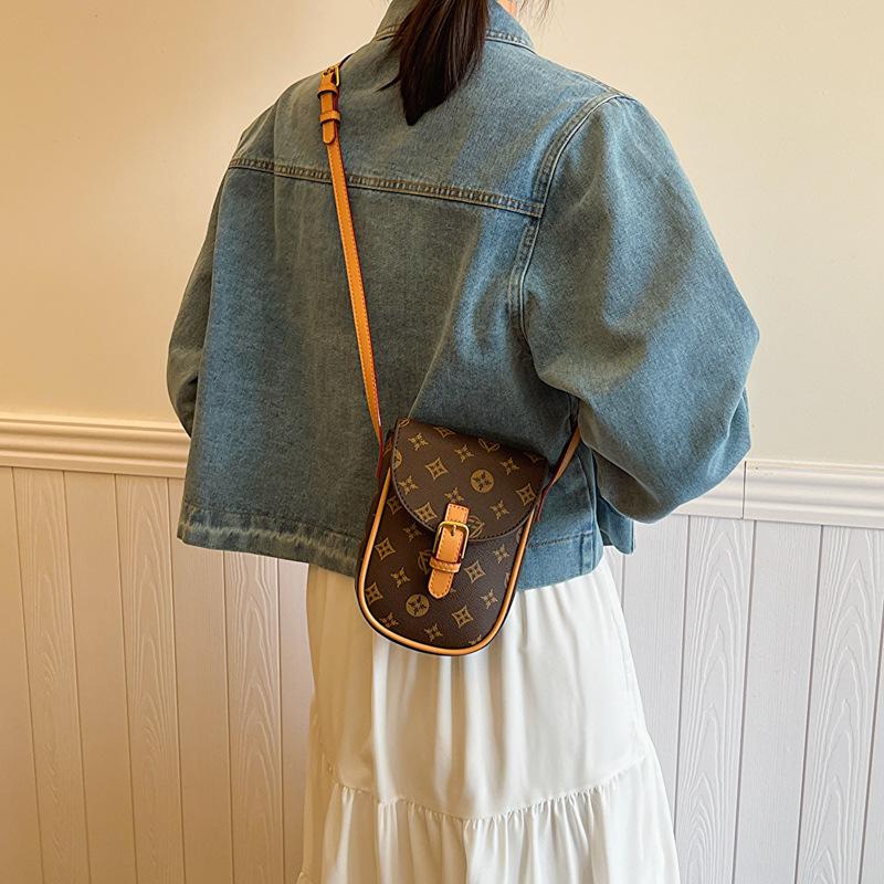 Exquisite Mobile Phone Bag Women's New High-end Printed Shoulder Bag Retro Versatile Small Square Bag Trendy Messenger Bag