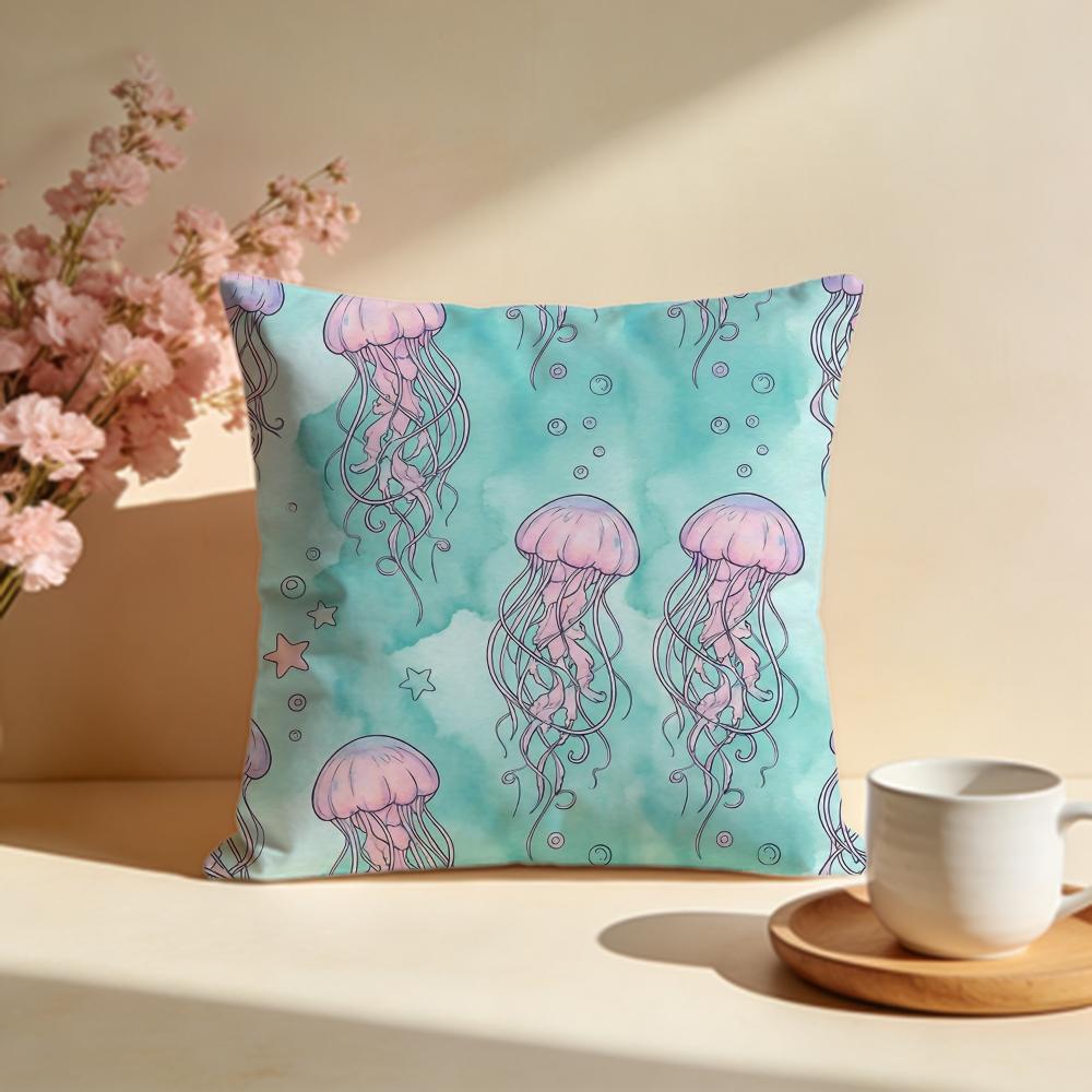 Glowing Jellyfish Cushion Cover Soft Pillow Cases for Home Bedroom Living Room Sofa