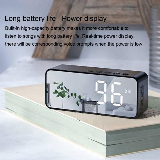 G50 Wireless Speaker Mini Mirror Surface Design Support TF Card 2-in-1 Practical Bluetooth-compatible Loudspeaker Alarm Clock for Home