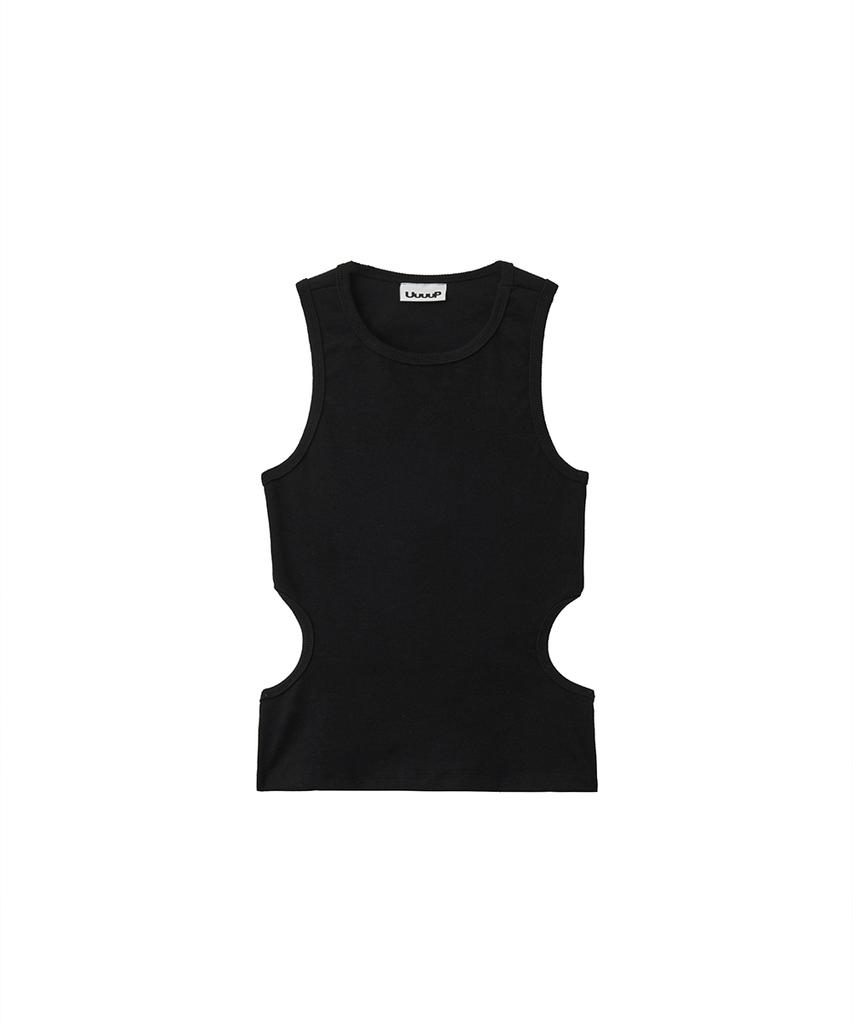 Yuupeu Backless Ribbed Sleeveless - Black