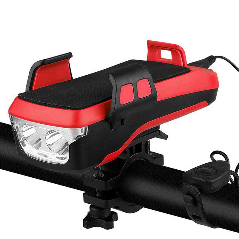 Bike Light Phone Holder Stand 4 in 1 Bike Horn USB Rechargeable 2400mAh