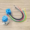 22mm Momentary Push Button with Wire Socket 3A-12-24V(AC/DC) 1NO 1NC SPDT On Off Metal Waterproof IP65 Self Reset (Red&Green LED)