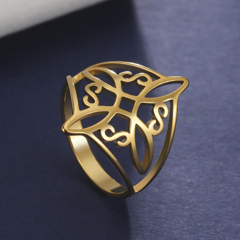 Dawapara Prsten s čarodějnickým uzlem pro ženy Nerezová ocel Keltský uzlový prsten Amulet čarodějnictví Wicca šperky Dárek na Valentýna