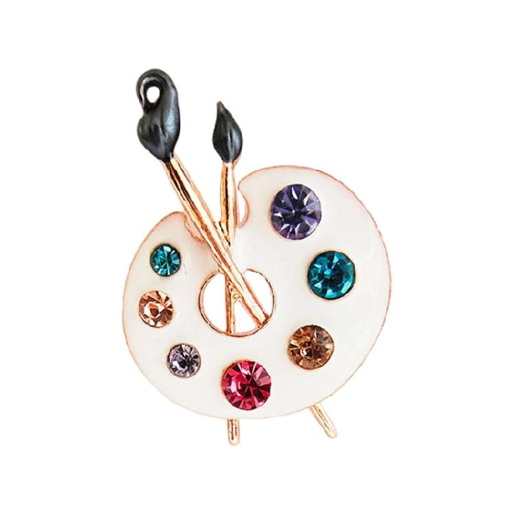 Яркая брошь-палитра с эмалью, украшенная стразами, конструкция из цинкового сплава, стильный лацканный значок унисекс