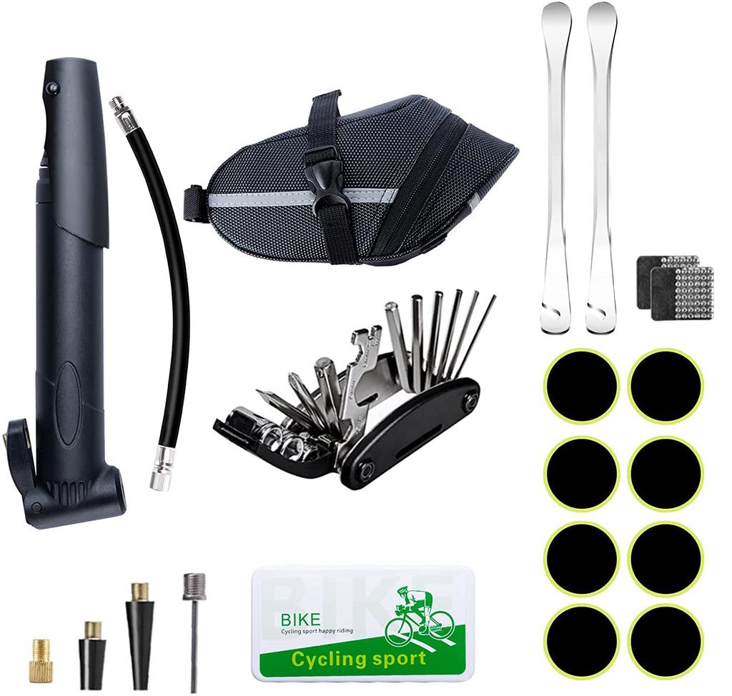 Oziral Puncture Repair Bicycle Bicycle Tool Portable Tire Compatible with and Presta Mini Pump Up To 120 Tire Easy To Emergency Road Mountain with