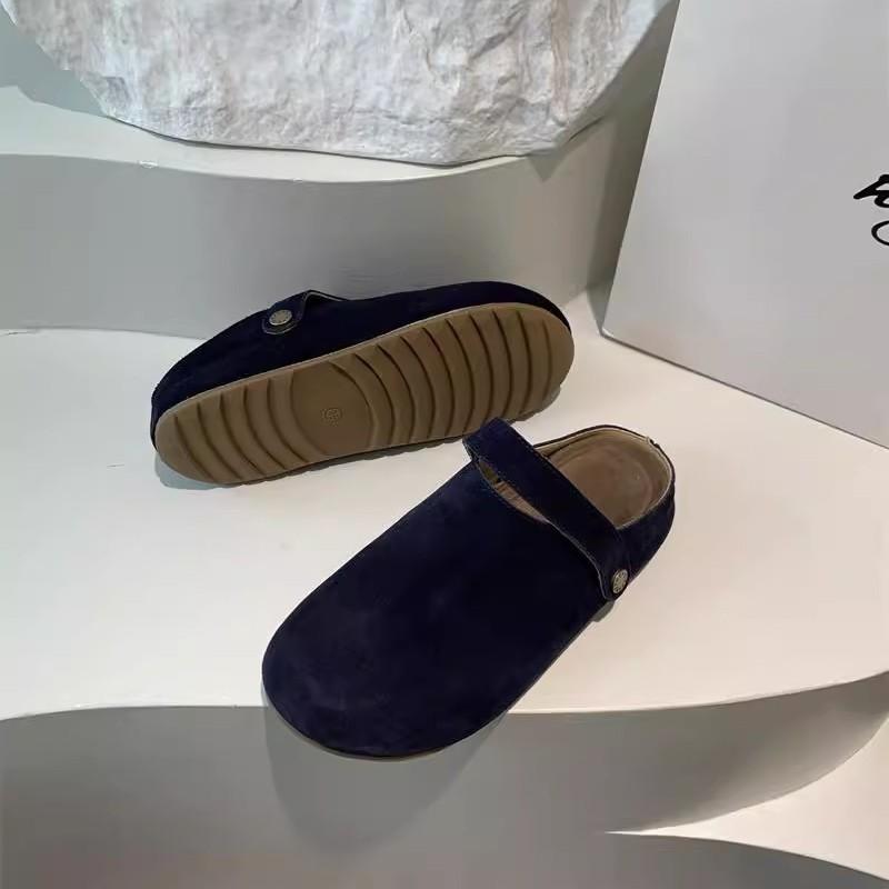 Soft leather version~ Two-wearing bag head and half slippers women's 2025 new niche round head to increase the height of lazy people to work Boken s