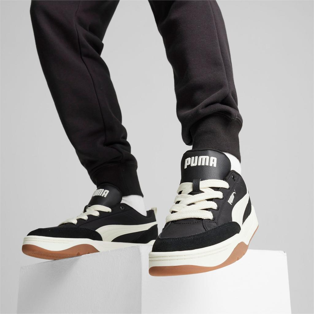 PUMA Park Lifestyle Textile, Split Cow Leather Abrasion Resistant Low top Skateboard Shoes Unisex Black White 397495-01