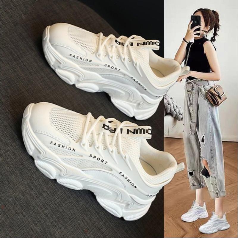 

Модные женские спортивные сандалии на высокой платформе с сетчатым верхом, дышащие, новые, с вырезами, плоские, модные, универсальные, повседневные туфли на платформе 2025 35 бежевый