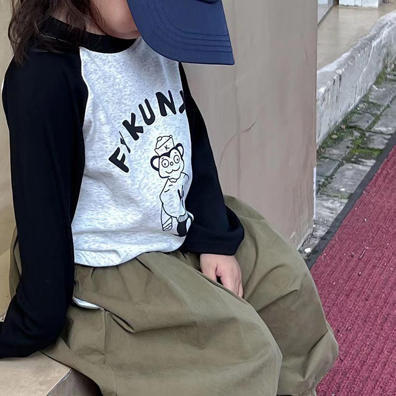 Dětské tričko s raglánovými rukávy, kulatým výstřihem a dlouhým rukávem, dětský top pro chlapce a dívky