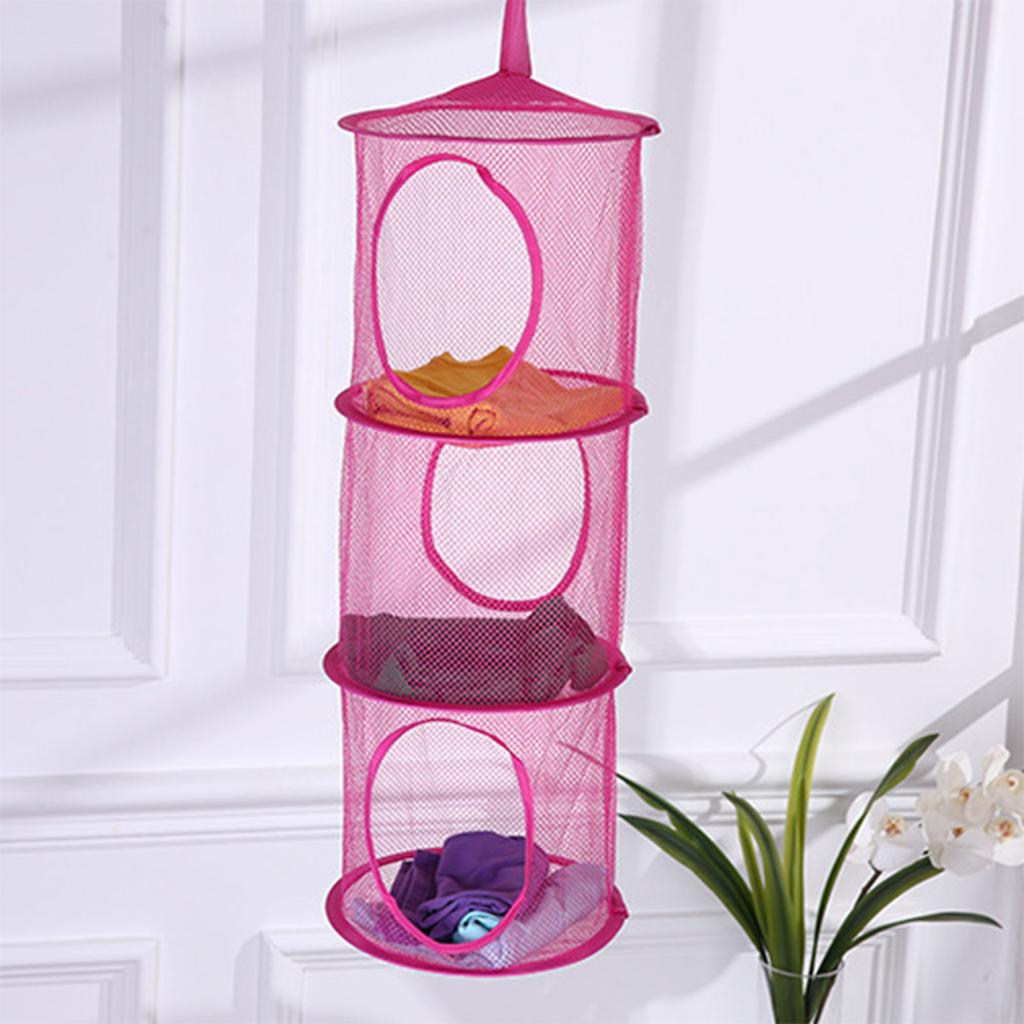 Clothes Storage Cage 3 Tiers Foldable Breathable Underwear Bra Door Organizer with Compartments Home Organization Tool