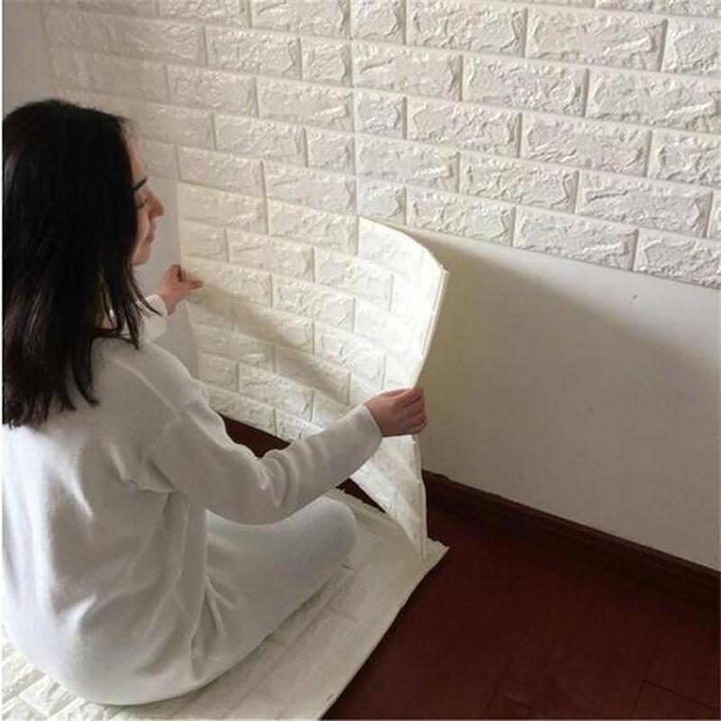 70cm*1m  3D Brick Pattern Wall Sticker Self-Adhesive  Panel Waterproof Living Room Wallpaper Home Decoration