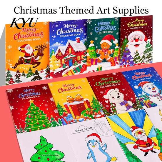 Holiday Theme Drawing Book for Students 8PCS Christmas Themed Coloring Book, Educational Activities Thickened Paper Fun Pages Parties Craft Supplies,