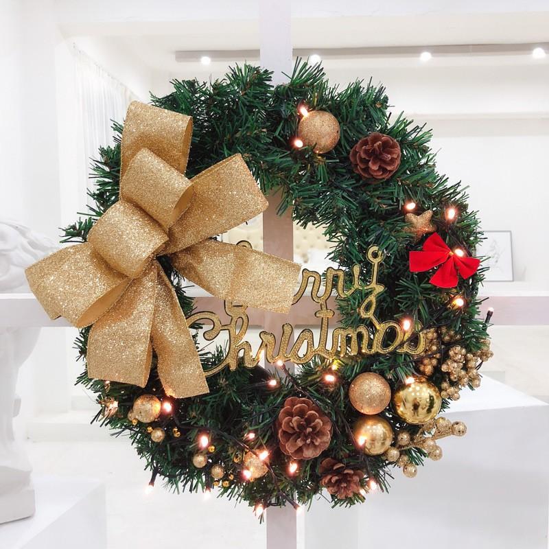 Christmas Wreath Decor Door Window Display Party Home Festive Decoration With Bell Deer House Butterfly Gold Acorn