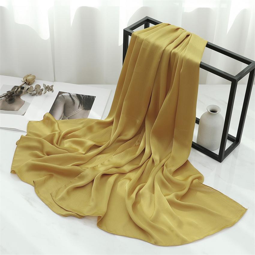 Headscarf Solid color silk scarf Basic versatile scarf Women's smooth crepe travel scarf Xizang travel shawl