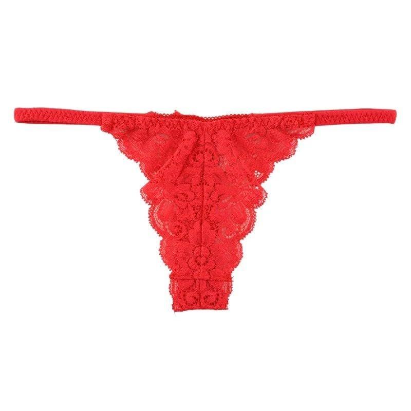 La-Pomme Women's Low-Rise Lace Thong Sheer Stretch G-String Sexy Elegant T-Back Panties Made In Japan