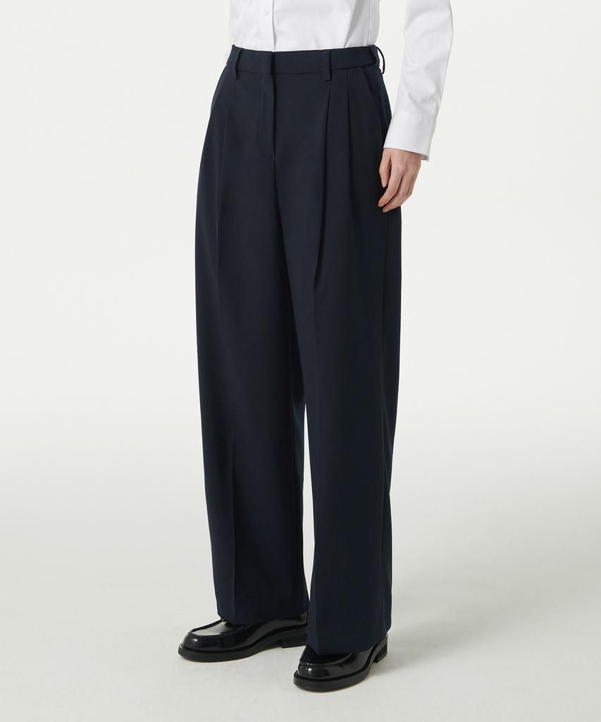 MUSINSA STANDARD WOMAN Women'S Lightweight High-Waisted Wide Hidden Banding Slacks [Navy]