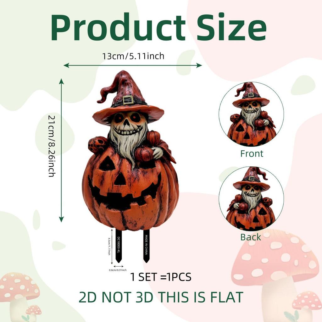 Pumpkin Garden Stake Decoration for Outdoor Plant Pots Patio Yard