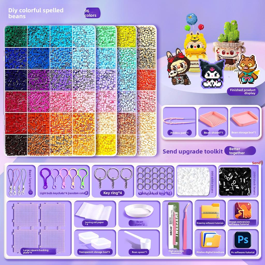 שק חומרים DIY להכנה עצמית של שעועית פינדו, סט מלא של צבעי MARD תלת-ממדיים מותכים, כלים, שק נייר גיהוץ