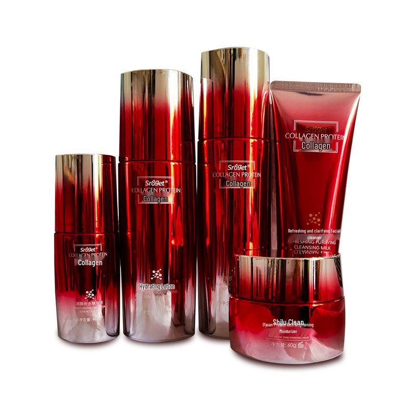 Sroget Ensemble de Soins Raffermissant Anti-Rides au Collagène: Lotion Hydratante, Émulsion et Crème.