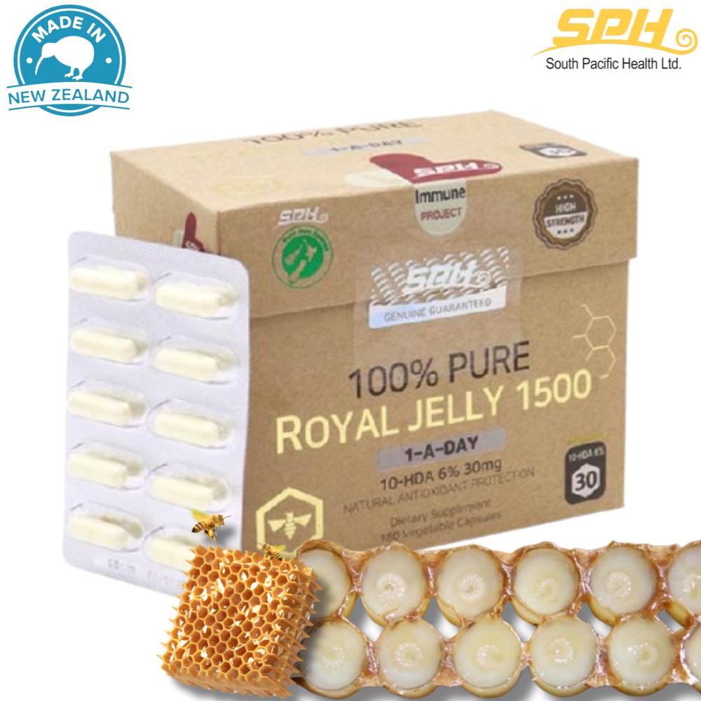 SPH 100% Pure New Zealand Royal Jelly 1500mg Vegetable Capsules 180 Tablets 10HDA 6% 30mg Hydroxydecenoic Acid Royal Jelly 1 pcs