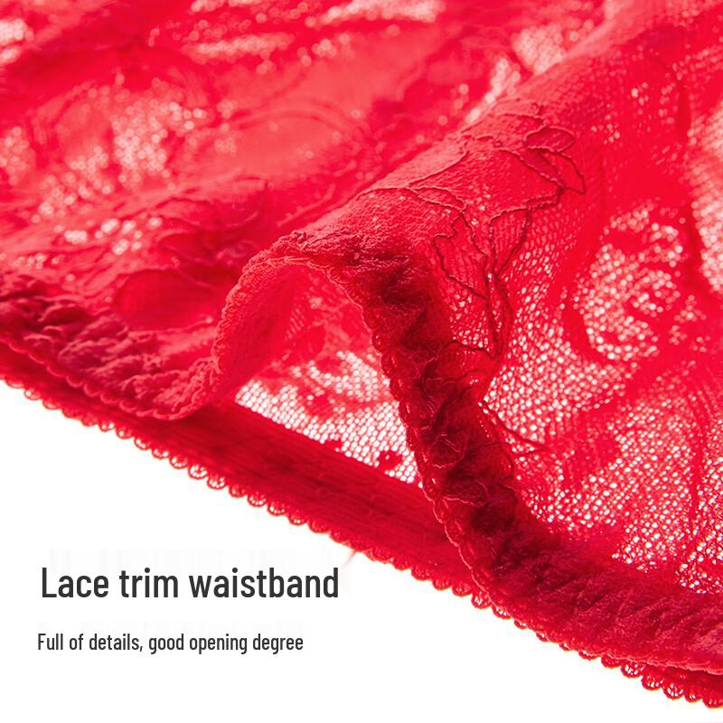Maniform Women's Lucky Red Lace Mid-Low Waist Briefs
