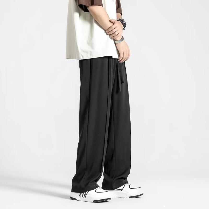 Ice Silk Pants Men's Summer Thin Drape Wide-leg Trousers Loose Straight Casual Trousers