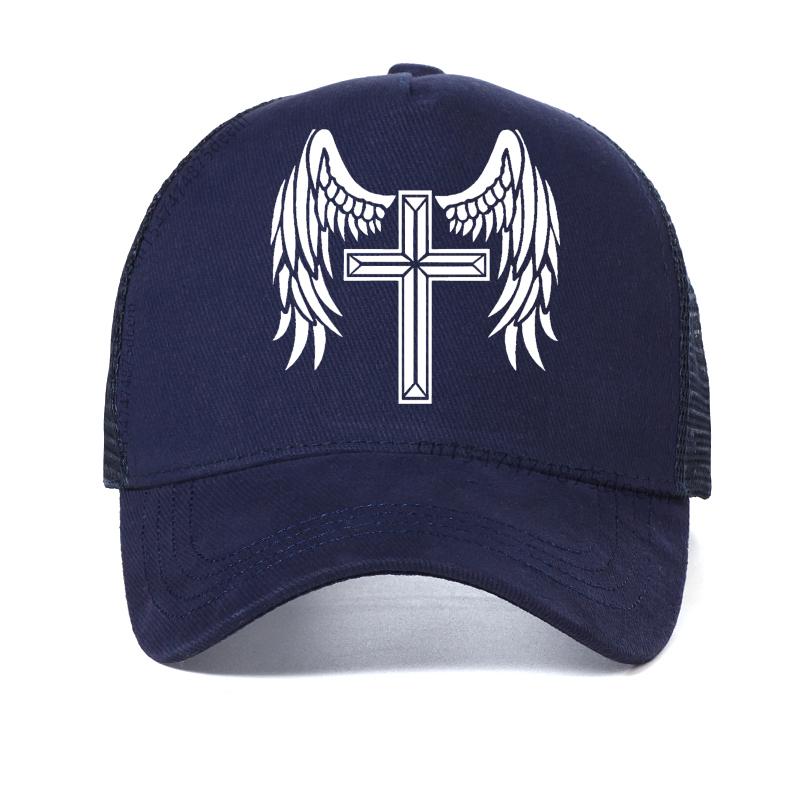 Angel Will Protect You Cap Fashion Unisex The Cross Jesus Christ Printing Baseball Cap Cool Fashion Summer Visor Trucker Hat
