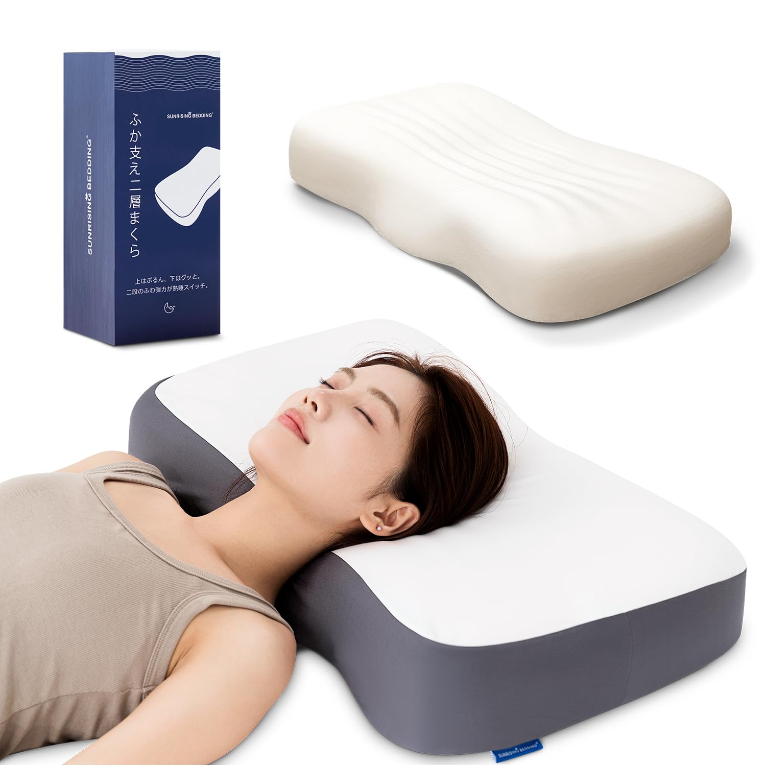 

Sunrising Bedding s high-rise memory foam pillow, perfect for side sleepers. Features a soft, firm exterior and a dual-layer construction for a