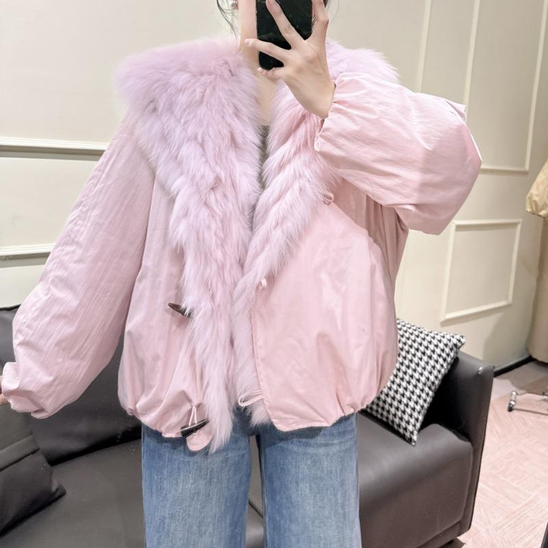 Real Shot, Glacier Pie Overcomes Hooded Jacket, Women's Short Goose Down Jacket, Real Fur Fox Fur Coat