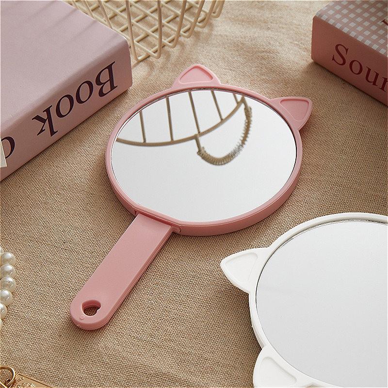 Handheld Cat Ear Makeup Mirror & Comb 2-in-1 Set, Portable DIY Vanity Kit for Girls & Travel