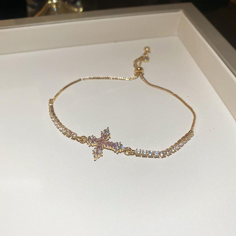 Zircon cross pendant bracelet ins versatile bracelet temperament jewelry