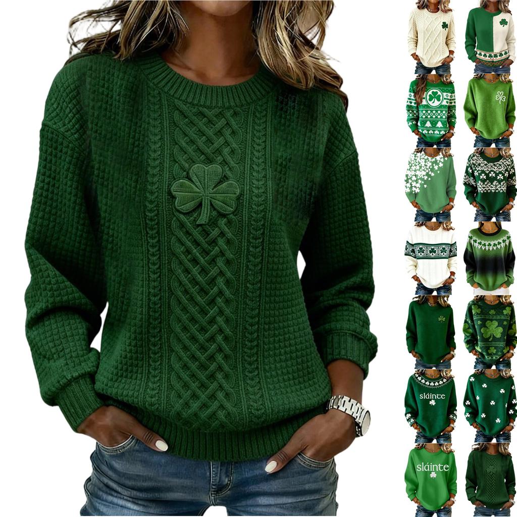 Damen Pullover mit Rundhalsausschnitt und langen Ärmeln