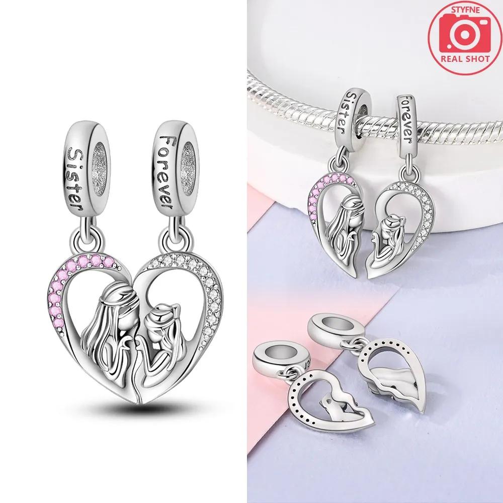 

Charm Bead Charms Plata copper Plated Heart Shape Pendant Compatible With Authentic Bracelets Do It Yourself Fine Jewellery Gift for Women