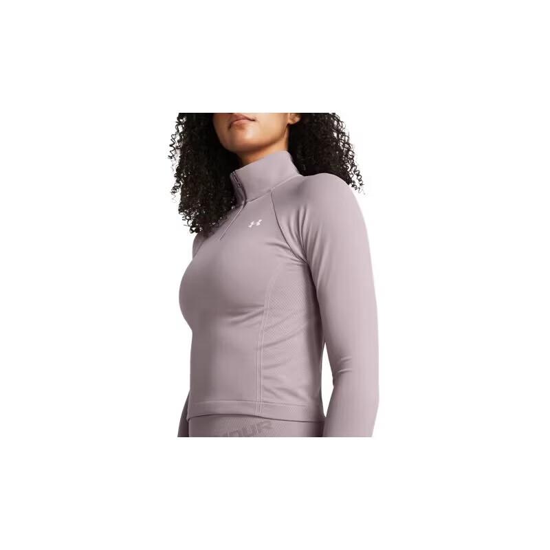 Under Armour Vanish Seamless Solid Color Breathable Short Sports Top Women Tops Fatigue-Gray 1384405-015