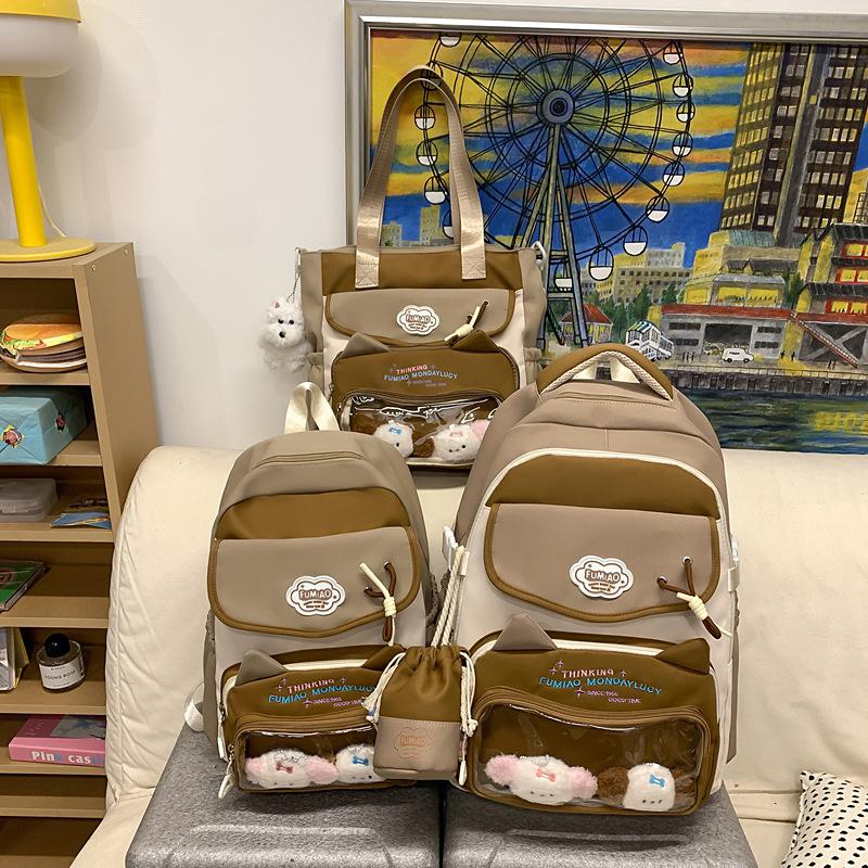 Schoolbag High Value Ins Wind School Bag Junior High School Girls Backpack High School Students Large Capacity Cute Pain Bag Dopamine Backpack
