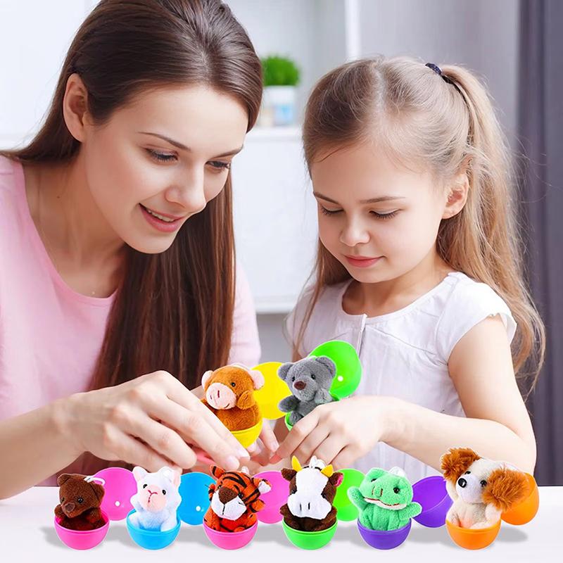 12/24pcs Filled Easter Eggs Basket Stuffers With Stuffed Bunny Dolls Boys And Girls 2025 Easter Gifts Party Stuffed Dolls