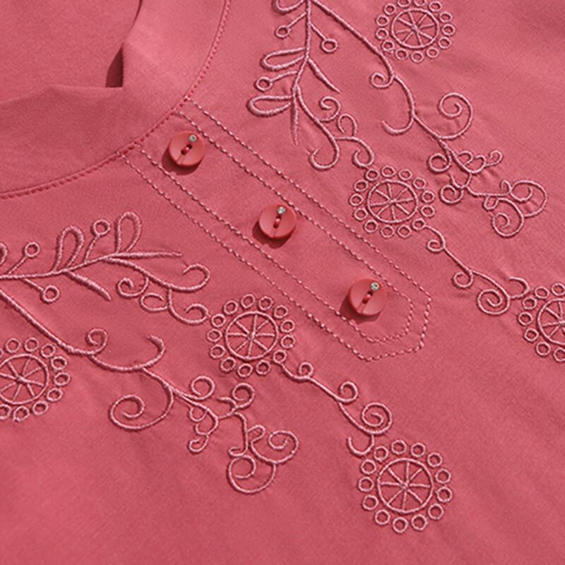 Paster Women's Embroidered Round Neck Long Sleeve T-Shirt