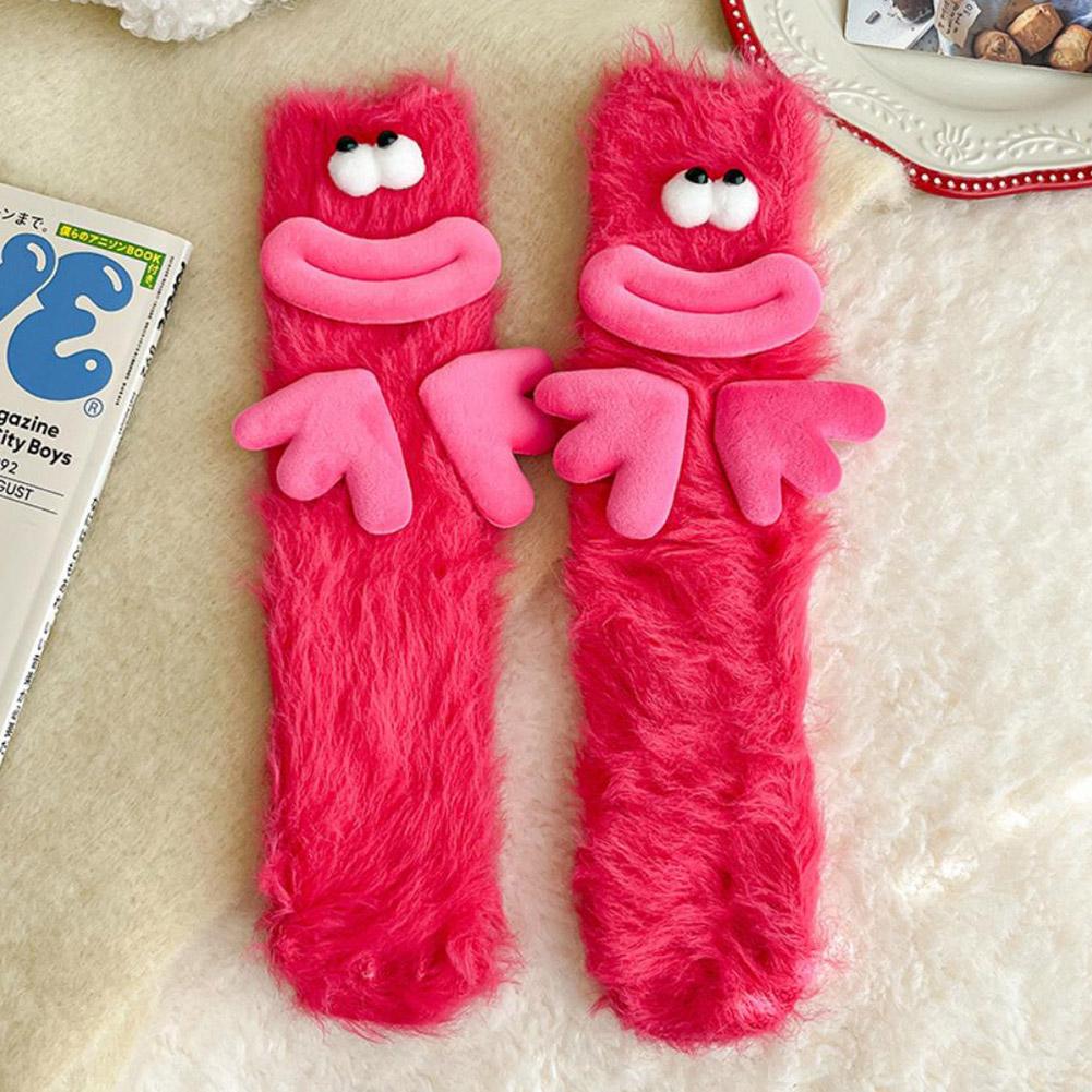 Mink Fleece Floor Socks Ugly And Cute Big Eye Funny Warm Medium And Autumn Sleeve Cartoon And H Y9O7