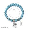 Blue Round Bead Elastic Bracelet with Elephant Charm