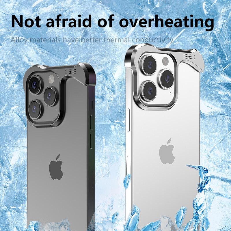 Luxury Irregular Aluminum Alloy Shockproof Phone Case for Apple iPhone 17 Pro Max/17 Air/ 16 Plus/ 15 Pro - Reinforced Bumper with Aromatherapy Design