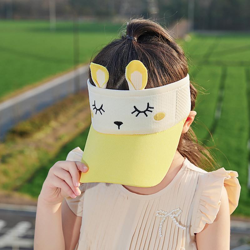 Kids Cartoon Bunny Summer Sun Hat With Breathable Polyester For Outdoor Play