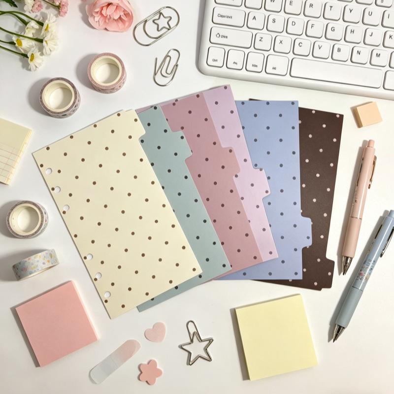 A6 PP Polka Dot Loose Leaf Index Partition Inner Core For Binder Planner Notebook Stationery Notebook Paper Divider Accessories