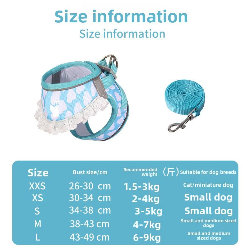 Dog Chest and Back Harness Dog Leash for Small Dogs - Pomeranian Model To Prevent Escape From The Leash While Walking The Dog.