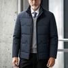2026 Winter Stand Collar Cotton Padded Jacket Elderly Men Business Casual Solid Color Thick Warm Coat
