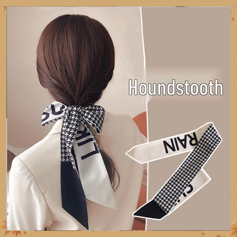 Polka Dot Argyle French Headband: Versatile Korean-Style Silk Scarf for Women