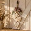 Decorazioni per la Casa del Raccolto Autunnale Ornamenti Appesi Decorativi in Legno a Forma di Cuore con Luce LED, Ciondolo da Parete a Forma di Cuore in Stile Rustico Farmhouse